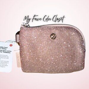 NEW**Lululemon Shimmering Pink & Gold Clippable Card Pouch Glitter